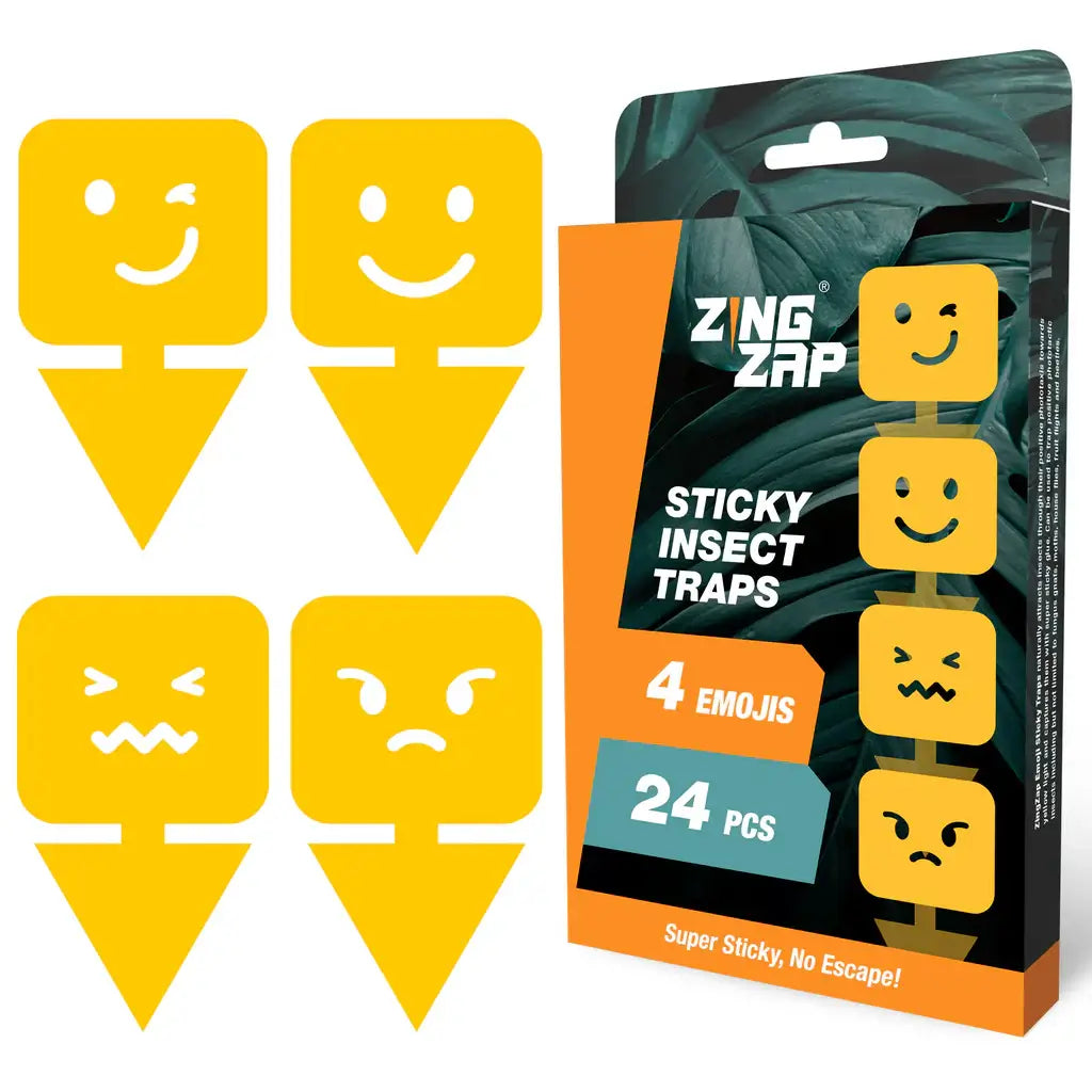 ZingZap Sticky Insect Traps with Mood Emoji 24-Pack