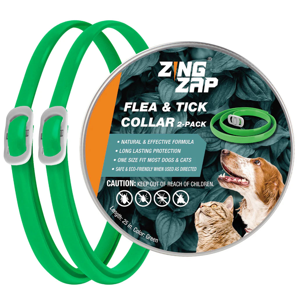 ZingZap Flea & Tick Collar 2-Pack Plant-Based for Dogs & Cats