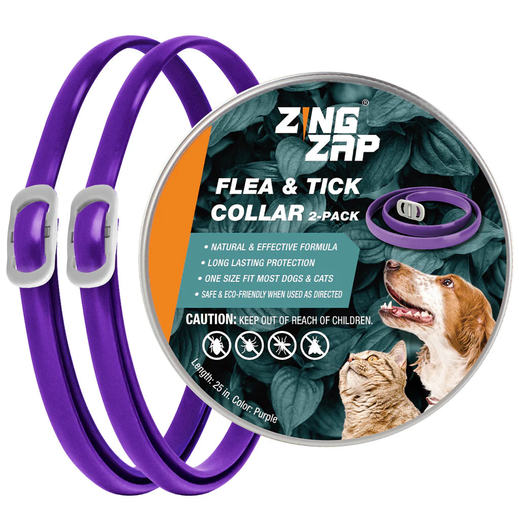 ZingZap Flea & Tick Collar 2-Pack Plant-Based for Dogs & Cats