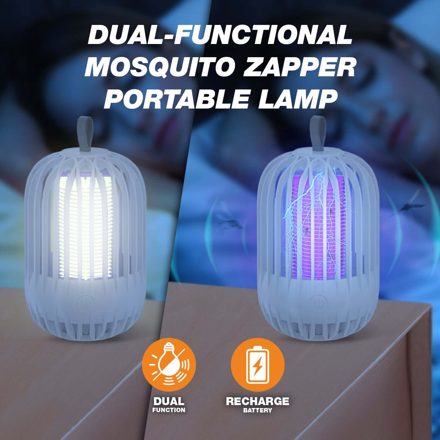 Dual-functional mosquito zapper portable lamp