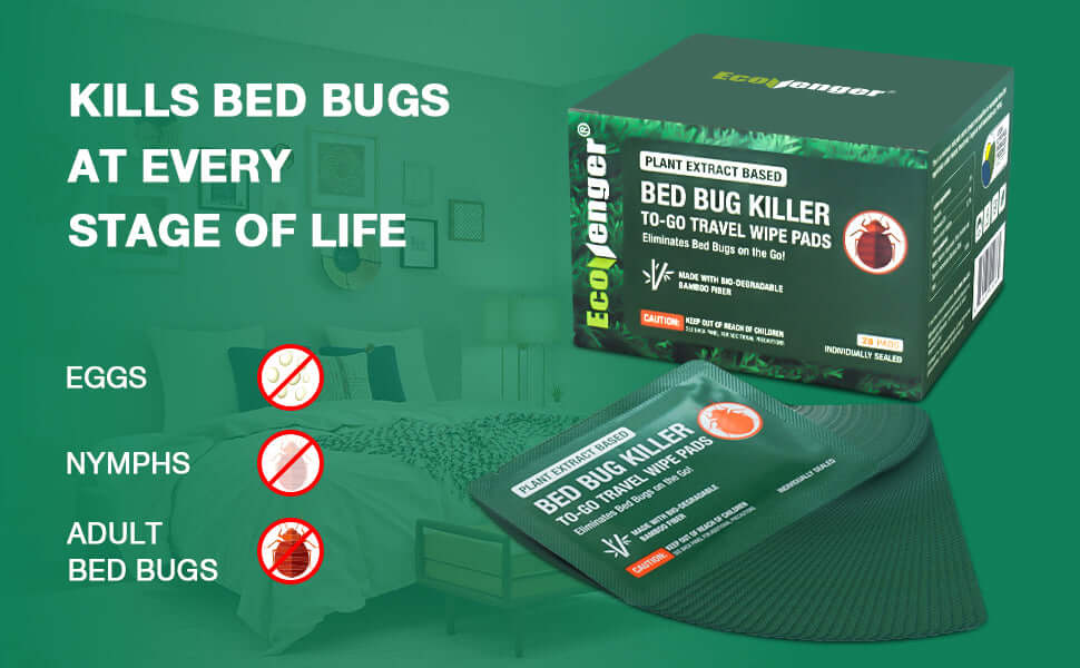 Ecovenger Bed Bug Spray 16 oz x 2 & To-Go Wipes 28pcs