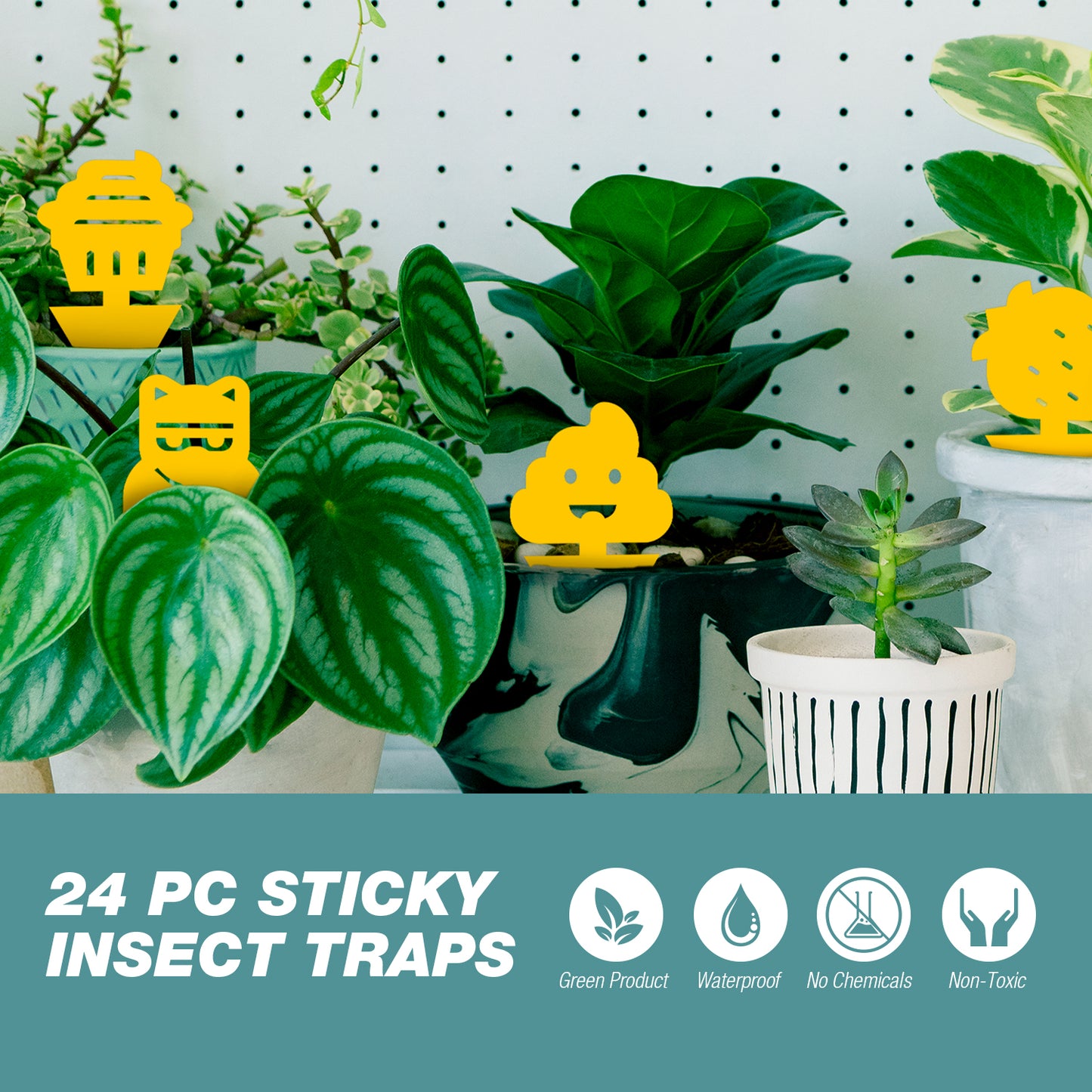 ZingZap Sticky Insect Traps with Novelty Emoji 24-Pack