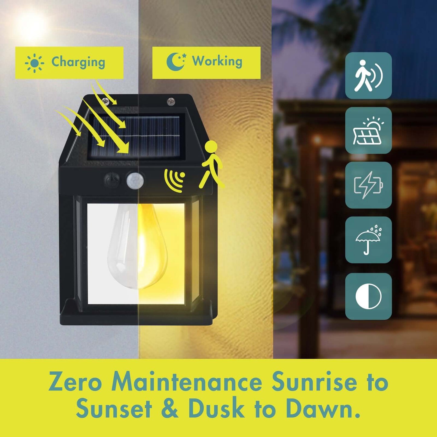 Ecovenger Solar Powered Motion-Sensor Wall Lamp
