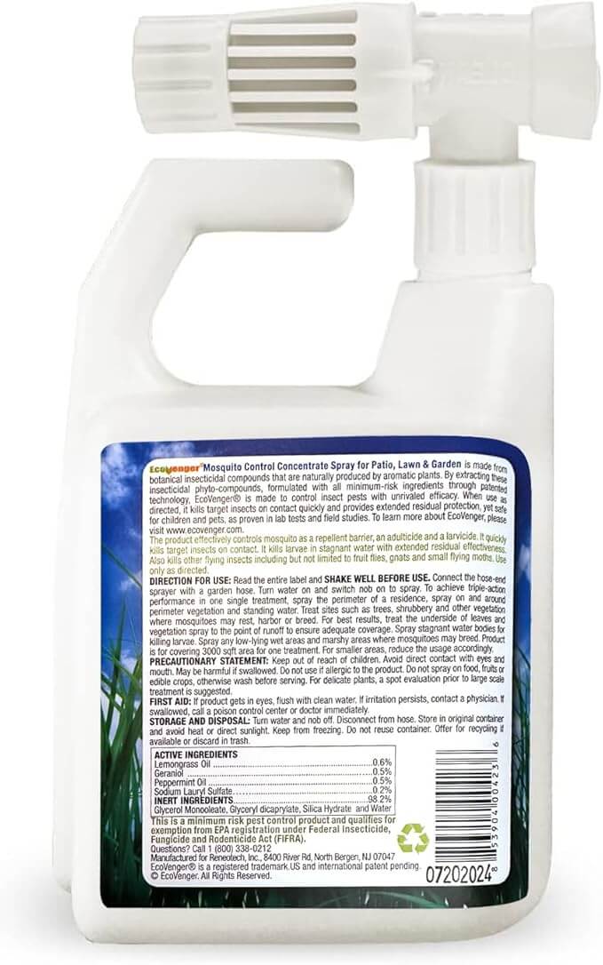 Ecovenger 3-in-1 Mosquito Killer & Repellent 32 OZ with Hose Sprayer