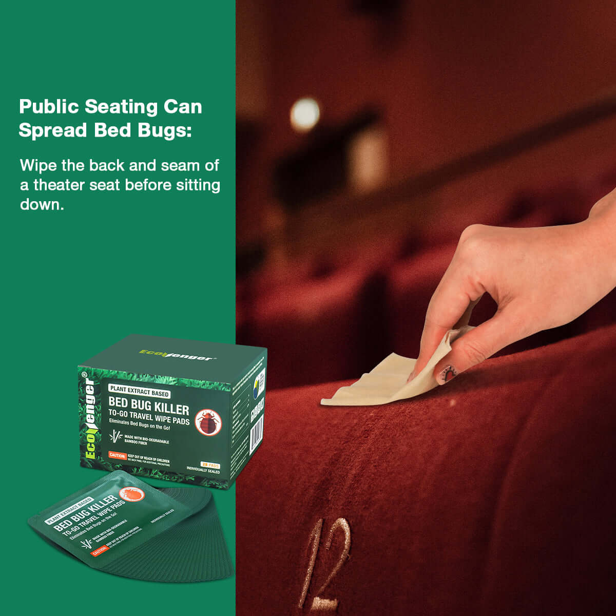 Ecovenger Bed Bug Spray 2 oz x 2 & To-Go Wipes 28pcs 100% Efficacy