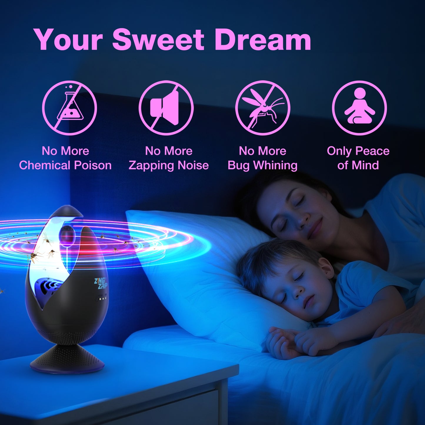 ZingZap Mosquito Bug Trap Station Dual-Baiting Smart Sensor Turbo Jet
