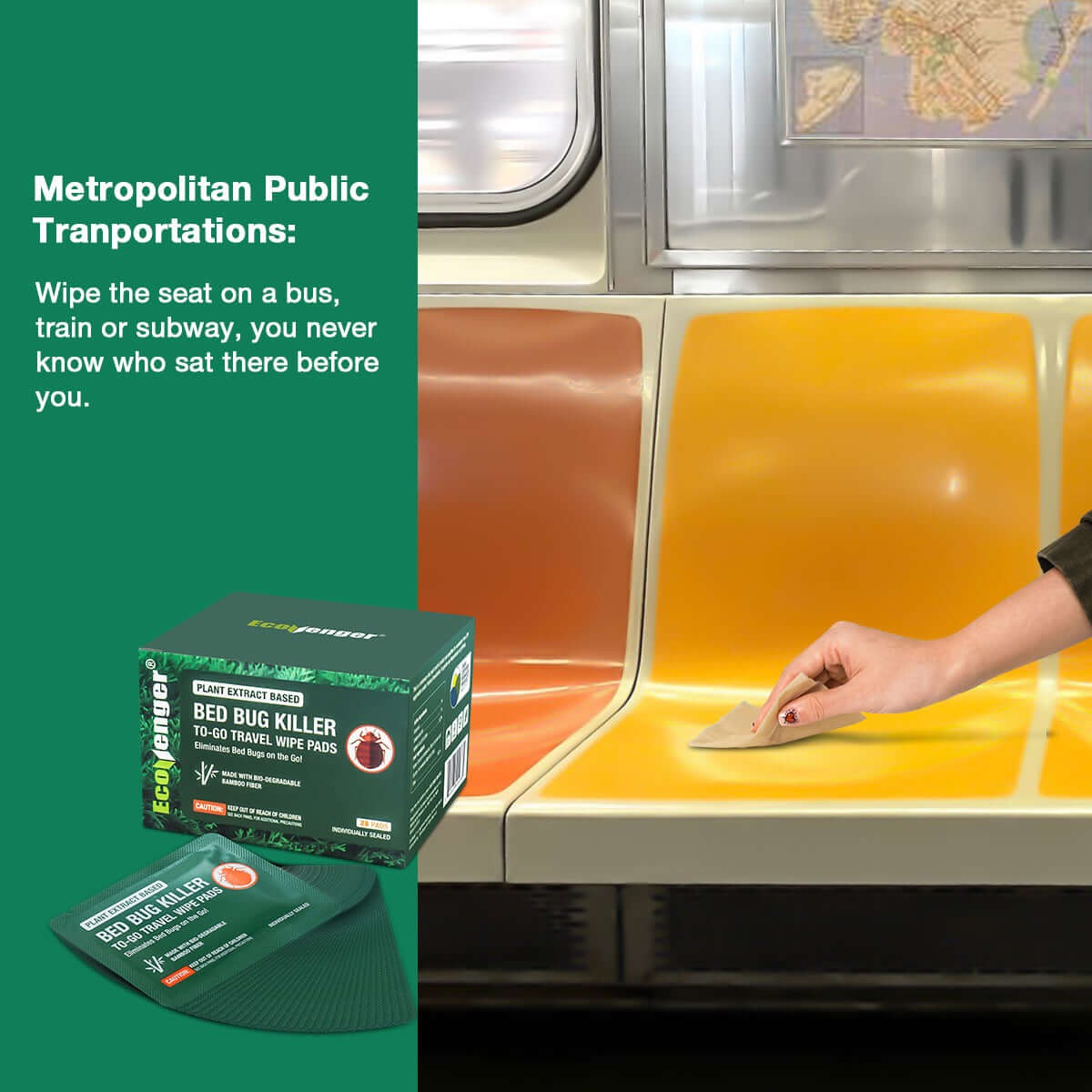 Ecovenger Bed Bug Spray 2 oz x 2 & To-Go Wipes 28pcs 100% Efficacy