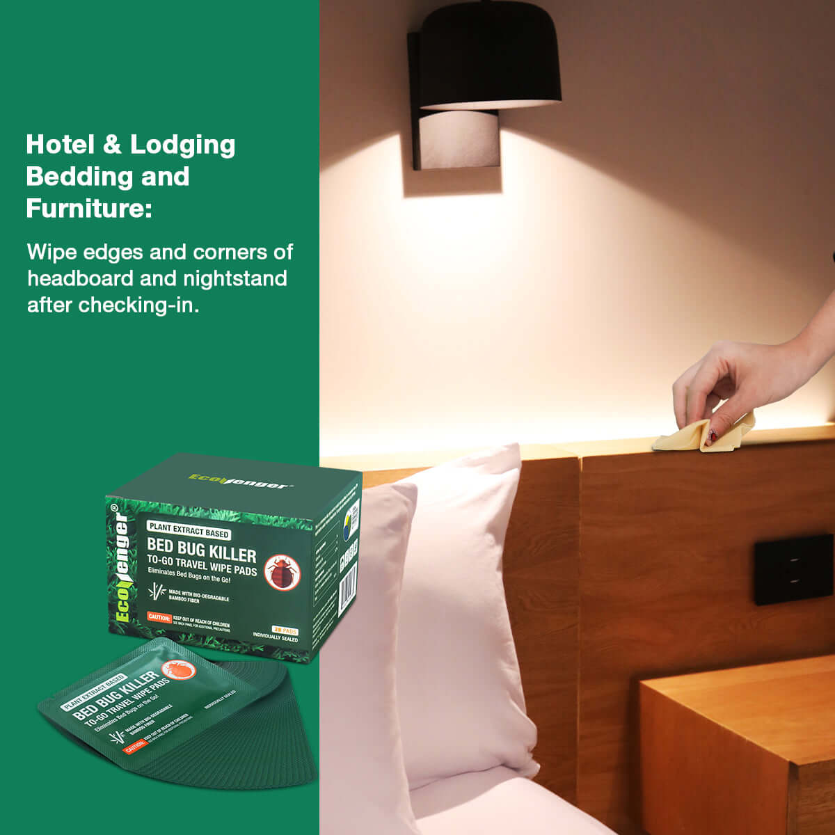 Ecovenger Bed Bug Spray 2 oz x 2 & To-Go Wipes 28pcs 100% Efficacy