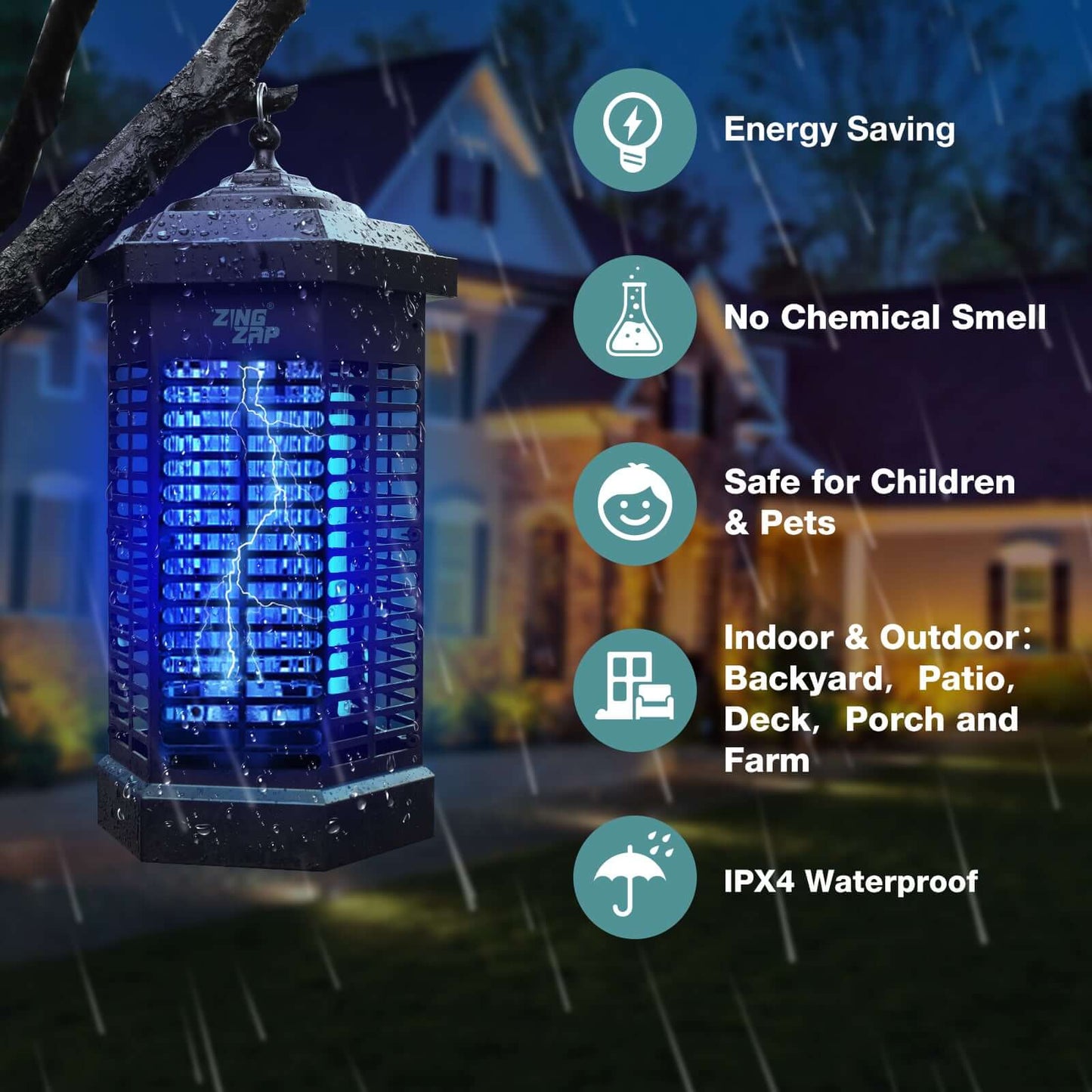 Ecovenger Mosquito Killer Bug Zapper 4200V LED Indoor & Outdoor