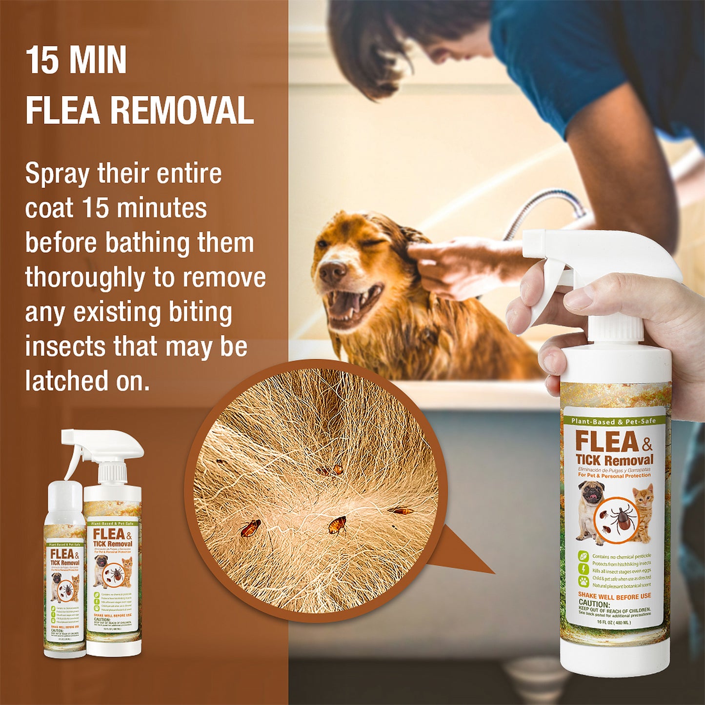 Ecovenger Flea & Tick Removal Spray 16 oz for Dogs and Cats