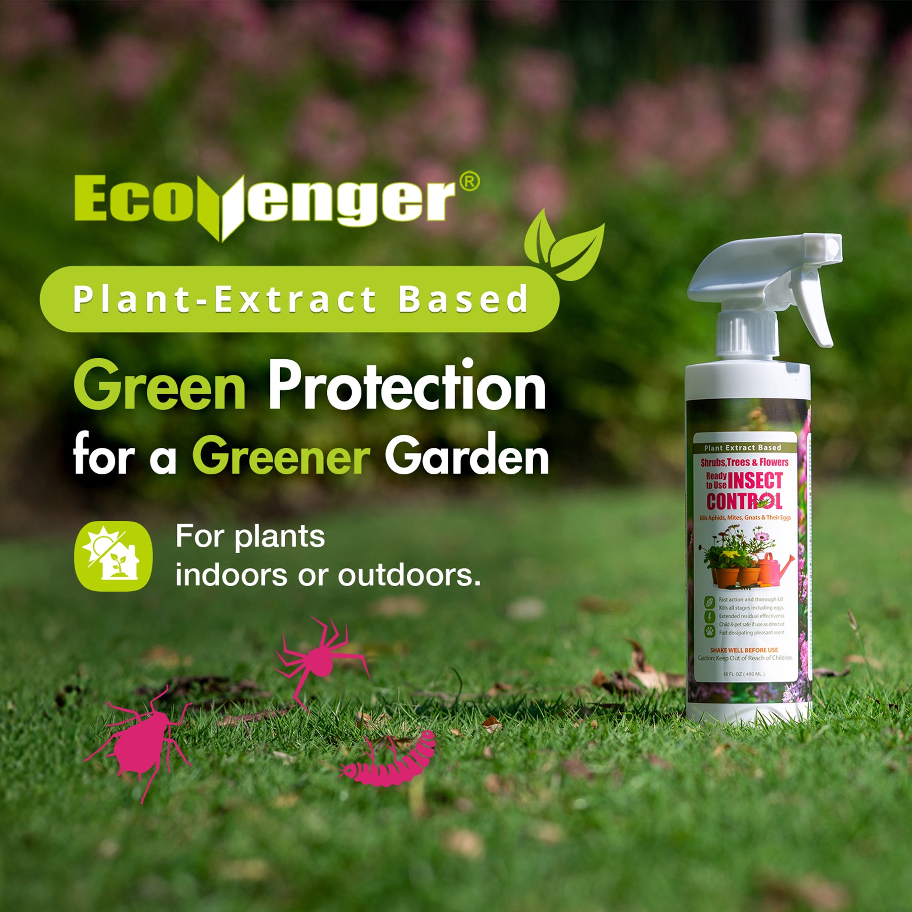 insect killer garden EcoVenger (Formerly EcoRaider) Garden Insect Control 16 oz, Plant Extract Based, Indoor & Outdoor, Kills Aphids, Mealybugs, Spider Mites and Gnats