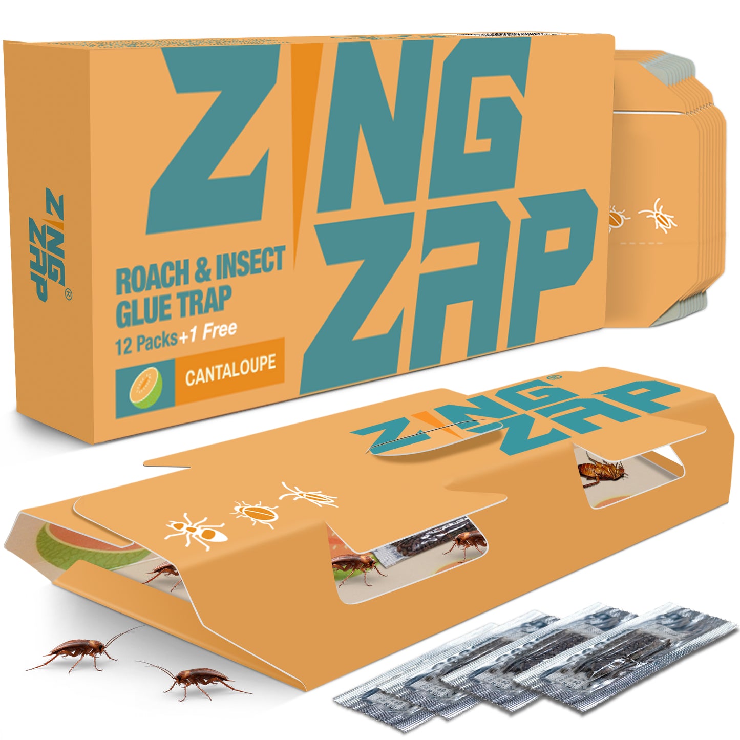 13-Pack Roach Glue Traps - Banana, Cantaloupe or Passion Fruit Scented – Infused with Natural Bait for 3 X Faster Results!