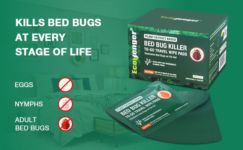 Ecovenger Bed Bug Spray 16 oz x 2 & To-Go Wipes 28pcs