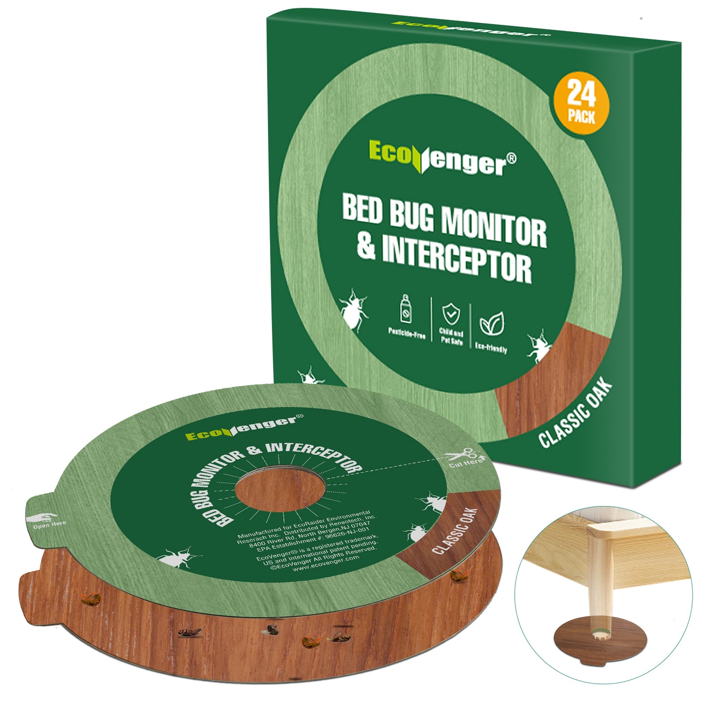 Ecovenger Bed Bug Monitor & Interceptor Glue Traps 24 Ct