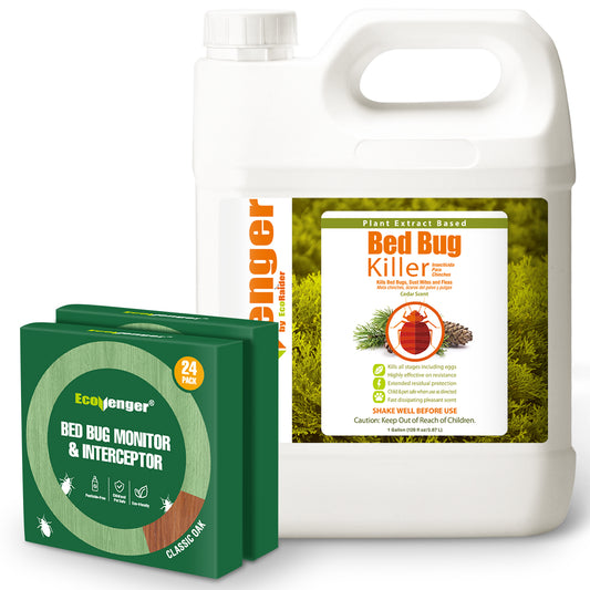 EcoVenger Bed Bug Killer 1 Gallon & Bed Bug Monitor & Interceptor 24 Units