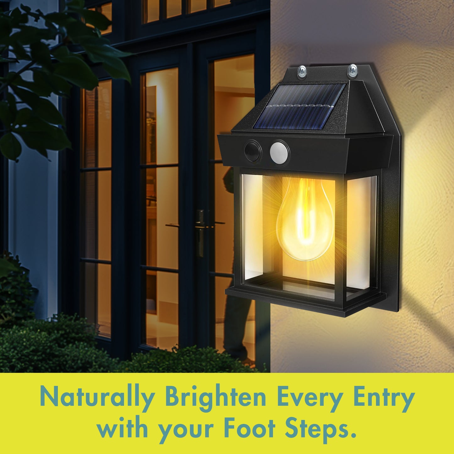 Solar Powered Motion-Sensor Wall Lamp