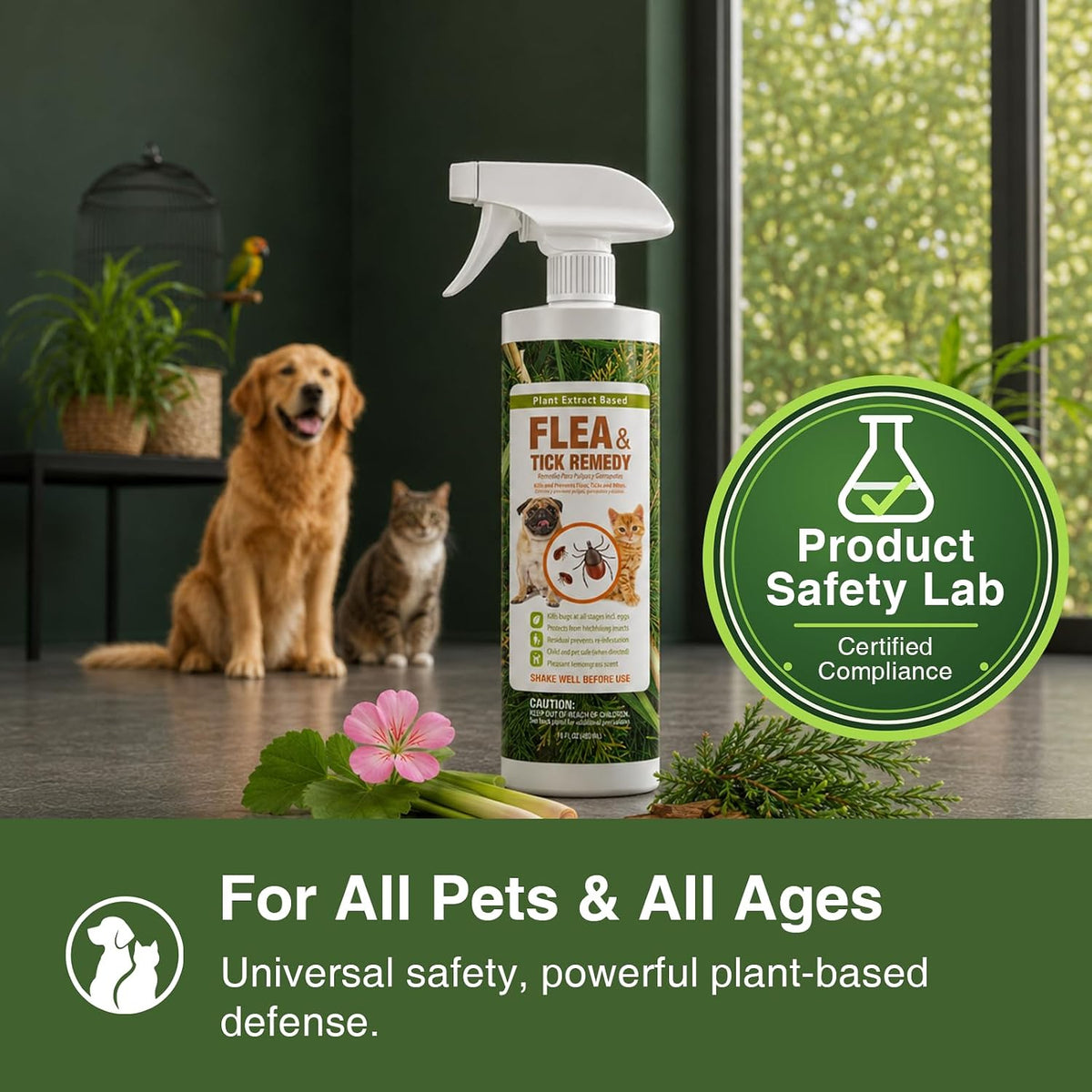 Flea & Tick Removal Spray 16 oz for Dogs and Cats