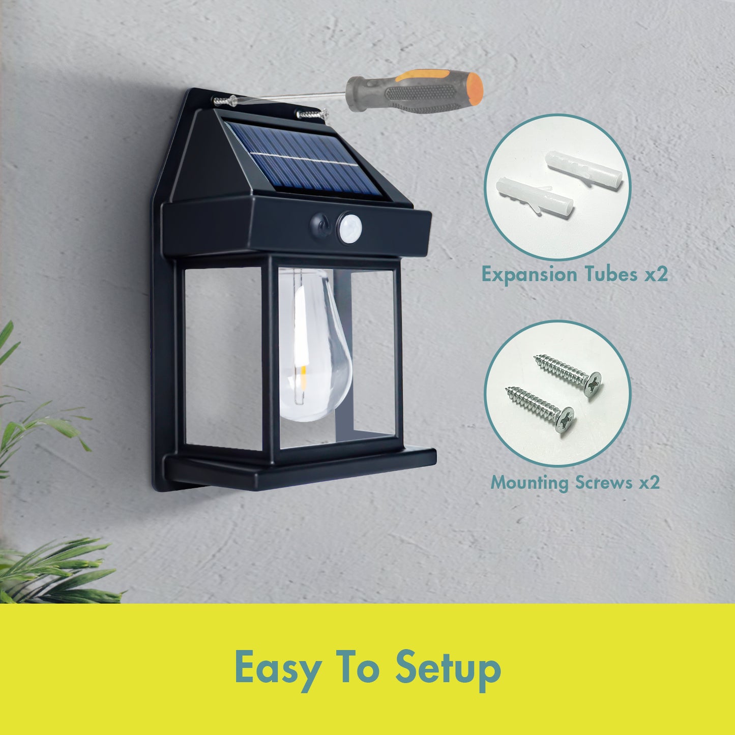 Solar Powered Motion-Sensor Wall Lamp