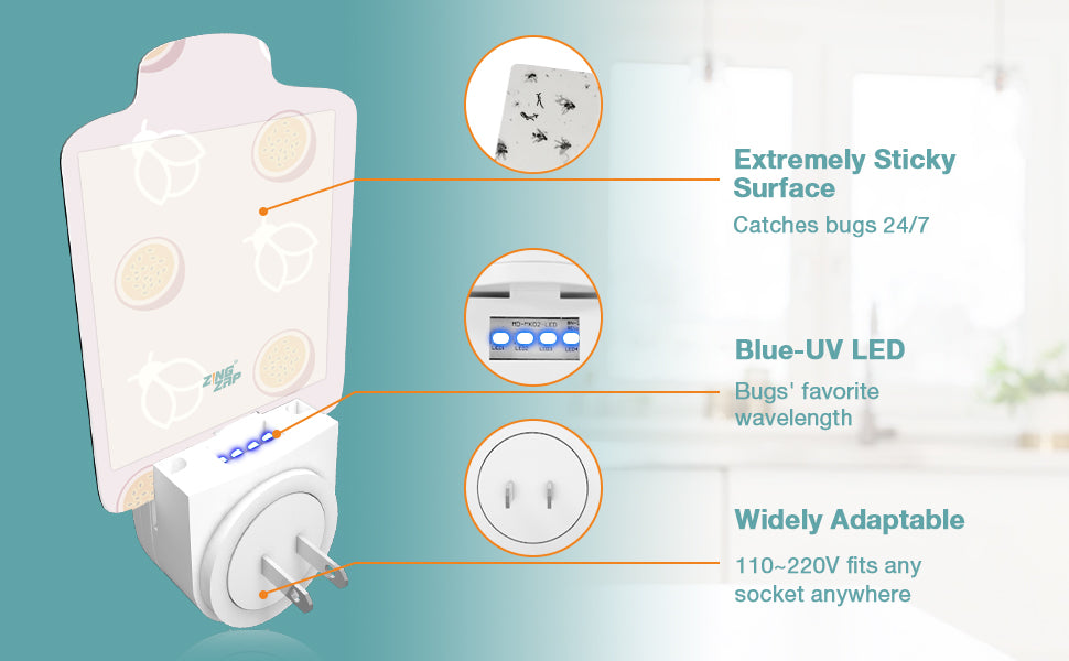 ZingZap Flying Insect Trap Plug-in Station and 5 Trap-Boards
