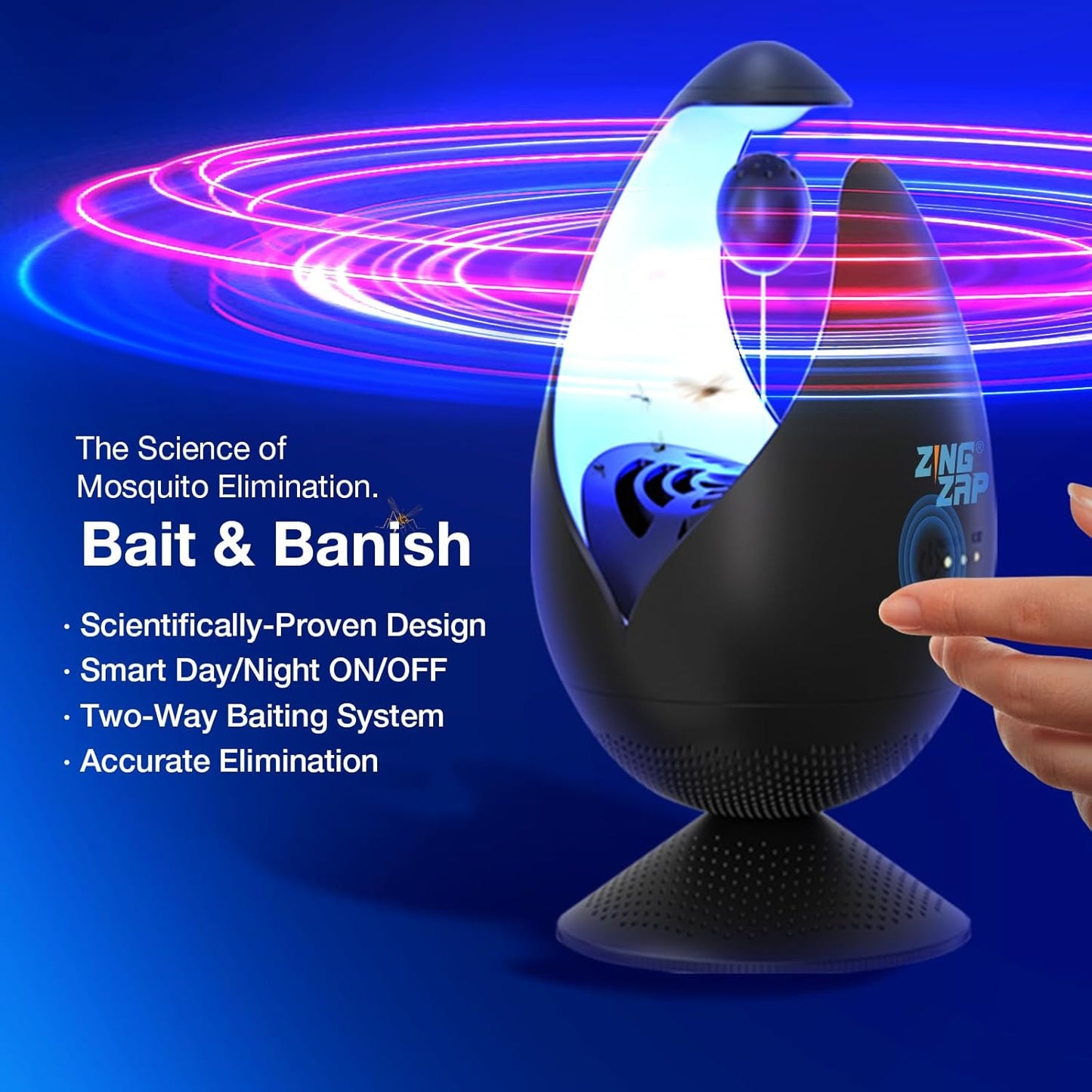 ZingZap Mosquito Bug Trap Station Dual-Baiting Smart Sensor Turbo Jet