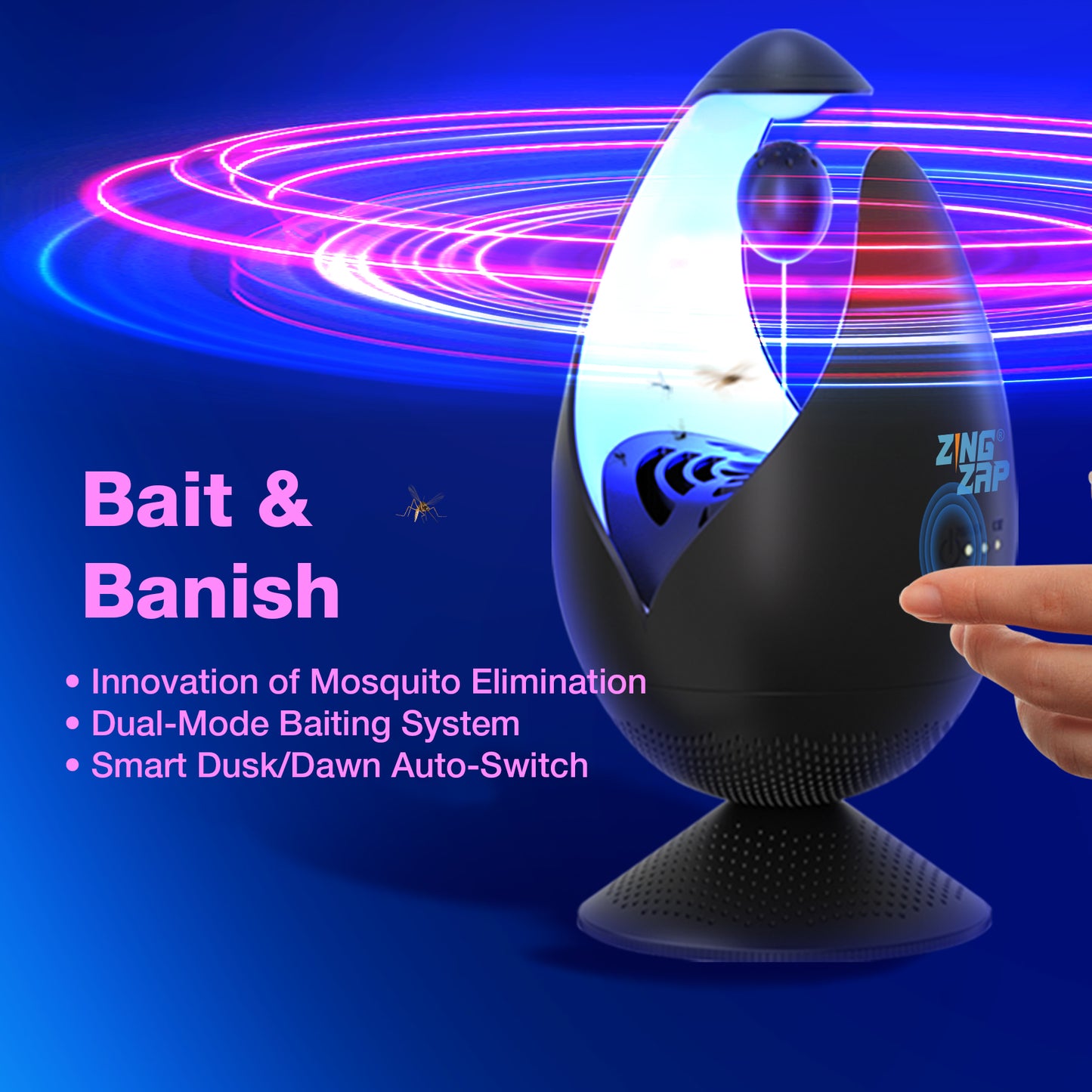 ZingZap Mosquito Bug Trap Station Dual-Baiting Smart Sensor Turbo Jet