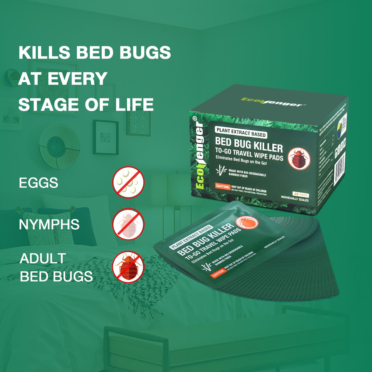 Bed Bug Killer to Go Wipes 28 ct
