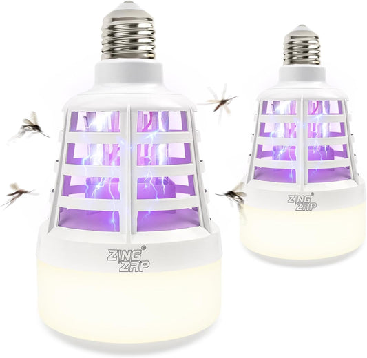 Dual-Function Mosquito Zapper LED Light Bulb - 2 Pack