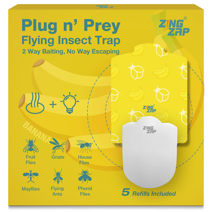 ZingZap Flying Insect Trap Plug-in Base & 5 Trap-Boards Fruity Scented