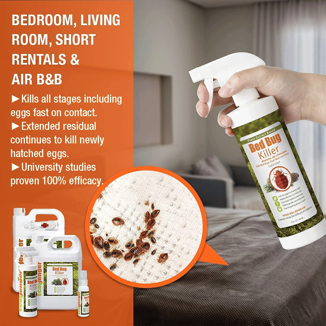 EcoVenger Bed Bug Killer with Remote Sprayer 1Gal & Bed Bug Glue Trap & Monitor 24 Units